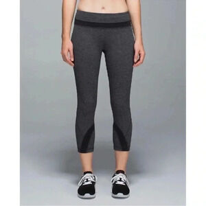 Lululemon Run: Inspire Crop II Black/Quilt Leggings Size 8